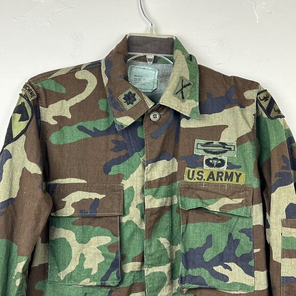 US Army Combat Uniform Camo Jacket Coat Patches Size Short Regular - Picture 3 of 7